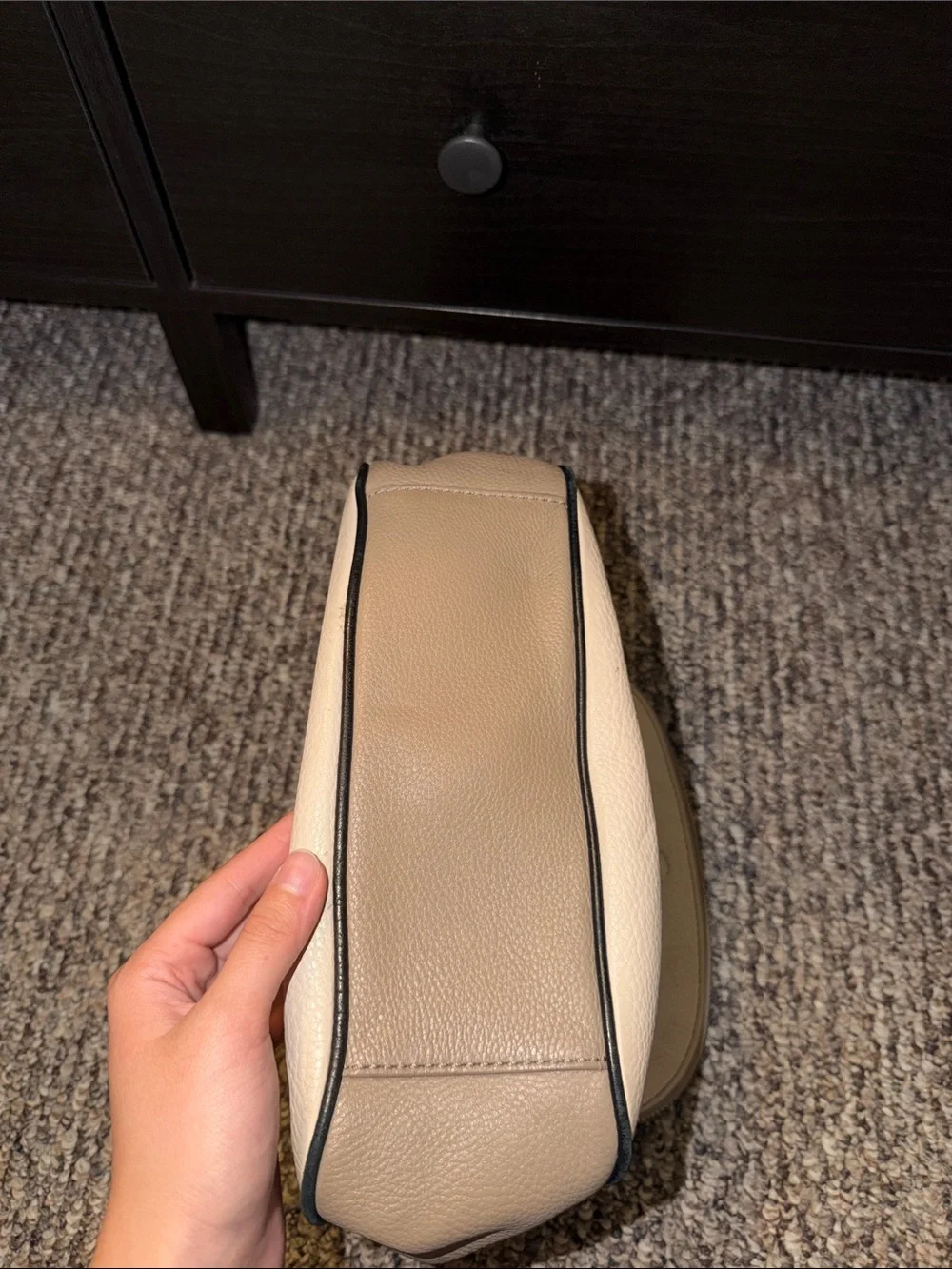 kate spade Two-Tone Beige and Black Leather Shoulder Bag